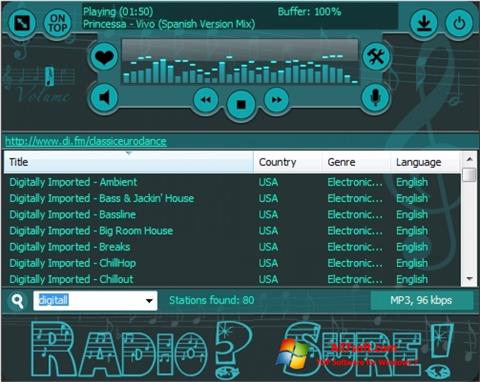 Screenshot RadioSure Windows 7