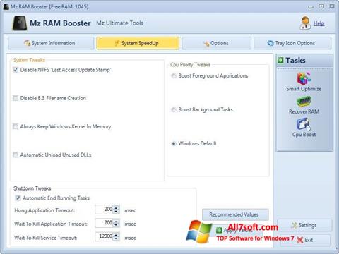 Screenshot Mz RAM Booster Windows 7