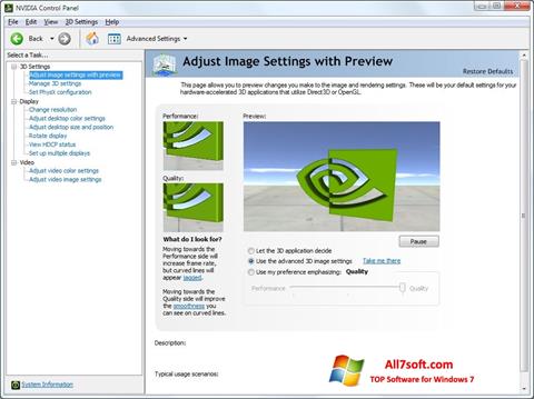 Screenshot NVIDIA ForceWare Windows 7