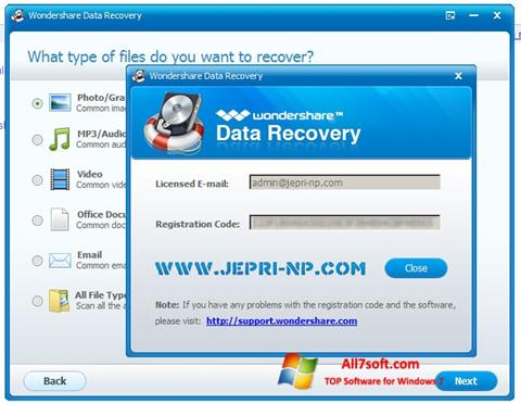 Screenshot Wondershare Data Recovery Windows 7