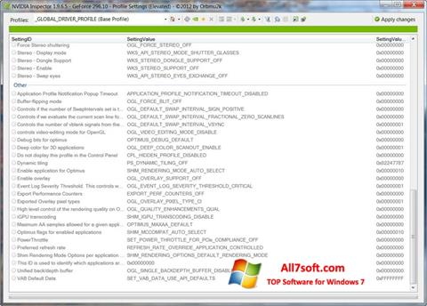 Screenshot NVIDIA Inspector Windows 7