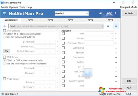 Screenshot NetSetMan Windows 7