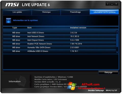 Screenshot MSI Live Update Windows 7