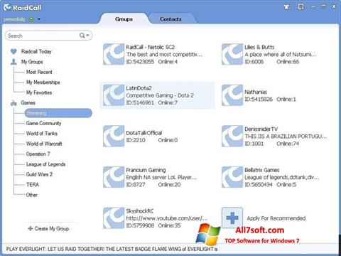 Screenshot RaidCall Windows 7