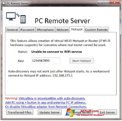 Screenshot PC Remote Server Windows 7