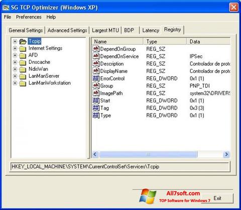 Screenshot TCP Optimizer Windows 7