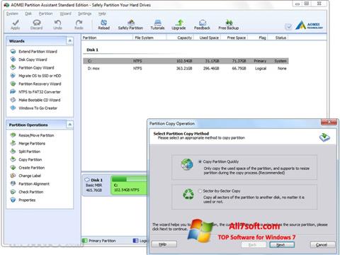 Screenshot AOMEI Partition Assistant Windows 7