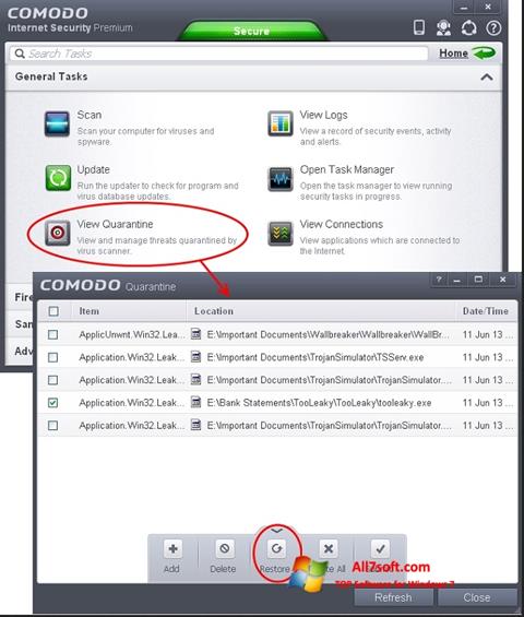 Screenshot Comodo Internet Security Windows 7