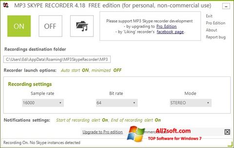 Screenshot MP3 Skype Recorder Windows 7