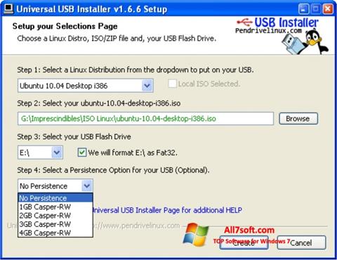 Screenshot Universal USB Installer Windows 7