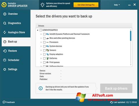 Screenshot Auslogics Driver Updater Windows 7