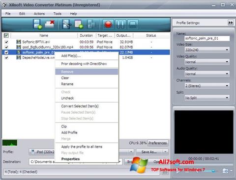 Screenshot Xilisoft Video Converter Windows 7